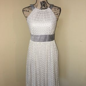 Metallic silver cocktail dress